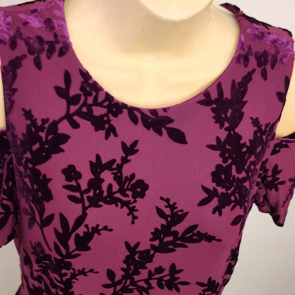 Calvin Klein Dress Velvet Burnout Sheath Purple Size 4 - Picture 7 of 13